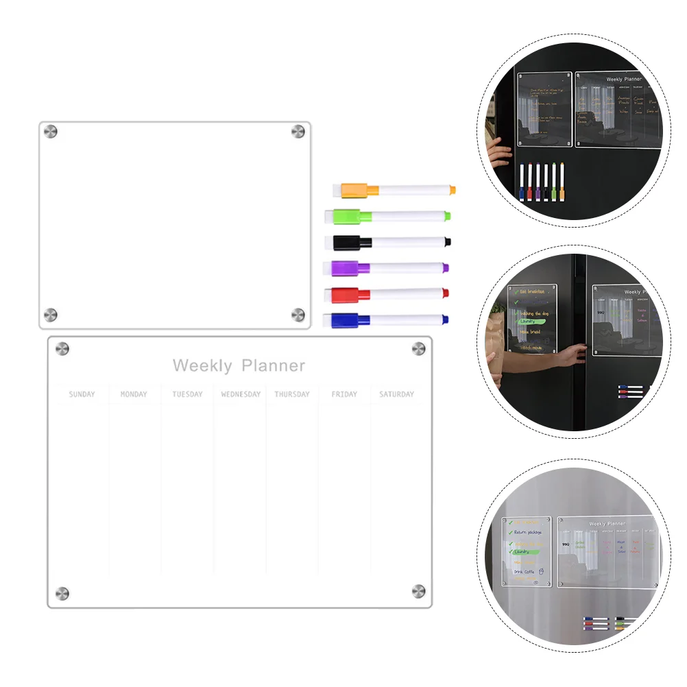 

Acrylic Message Board Magnetic Calendar Small Dry Erase Boards Wall Refrigerator Blank Whiteboard Fridge Clear