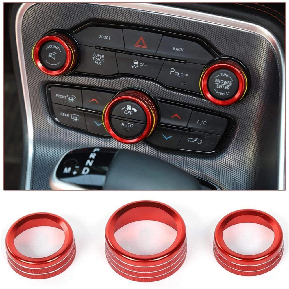 

​AC Knobs Air Conditioner Switch Button 2015-2021 for Dodge Challenger Charger Chrysler 300 300s for Ram 2013-2018 Aluminum 3pcs
