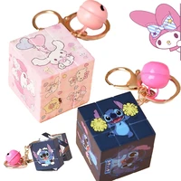 new kawaii sanrioed my melody cinnamoroll magic cube keychain 3 5cm mini 3x3x3 cartoon stitch key ring pendant kids toys gift