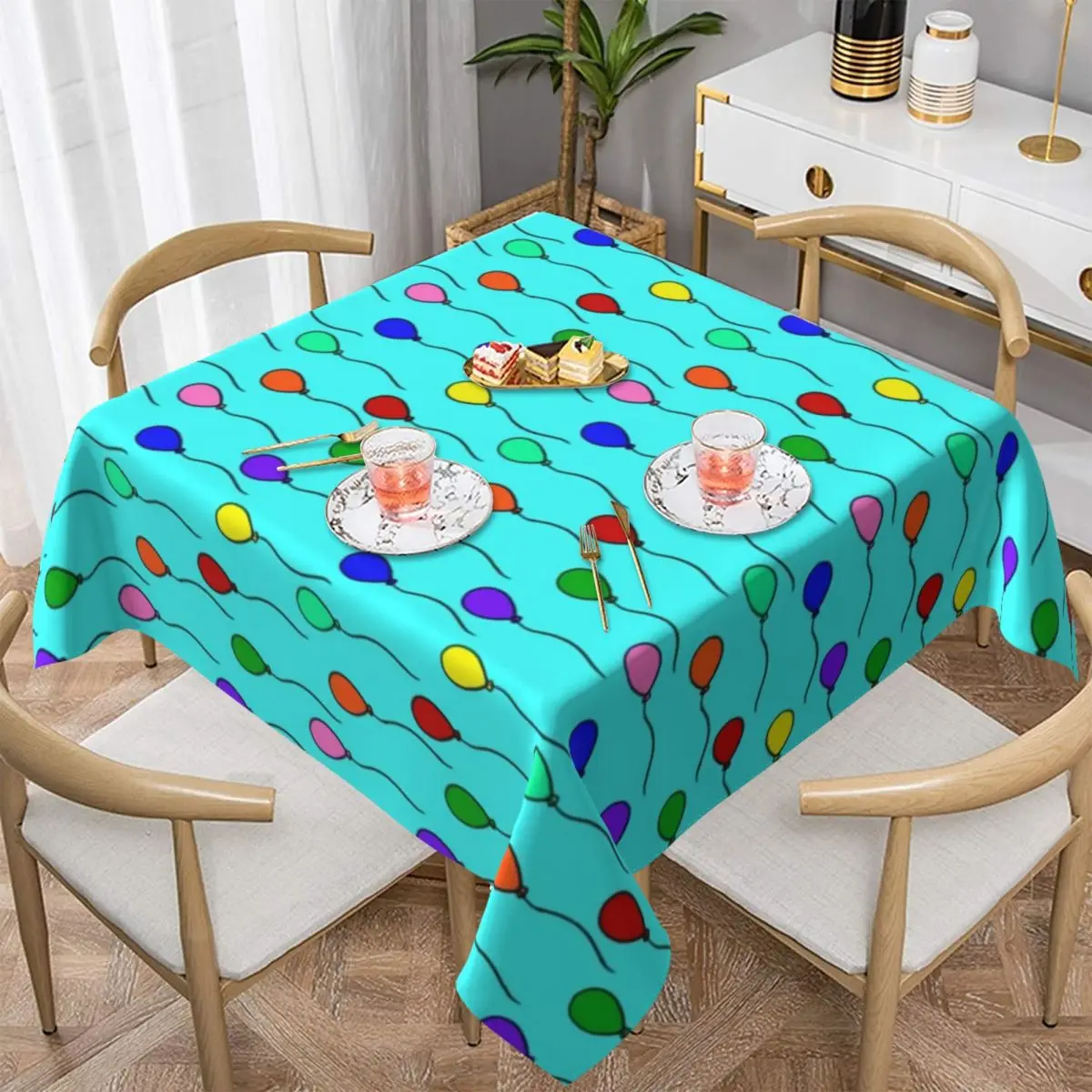 

Ballon Skies Tablecloth Colorful Balloons Print Protection Spring Table Cover Waterproof Print Polyester Wholesale Table Cloth
