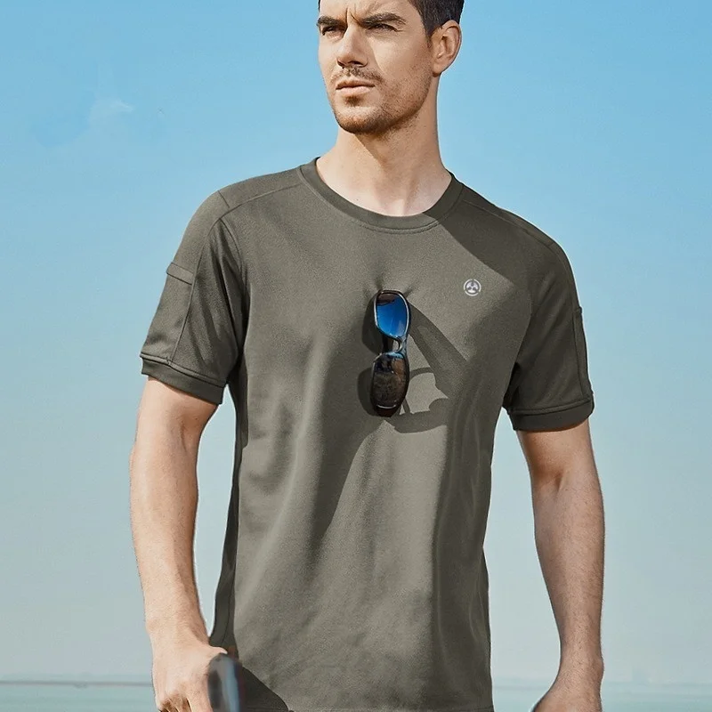 

Летняя быстросохнущая футболка с круглым вырезом и коротким рукавом, мужская уличная спортивная футболка для тренировок, походов, тонкая дышащая Военная тактическая футболка