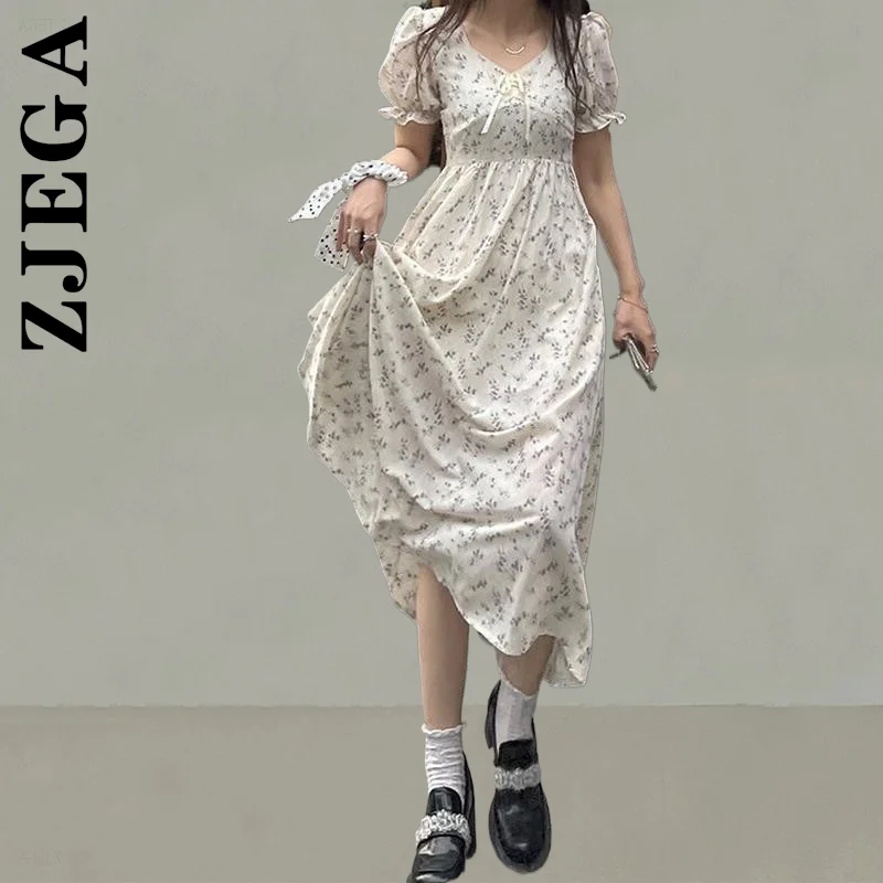 Модное платье Zjega женское универсальное с пышными рукавами милое мини-платье