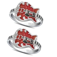 ofertas creative gothic style hip hop punk exquisite red guitar zinc alloy ring for men birthday party banquet jewelry