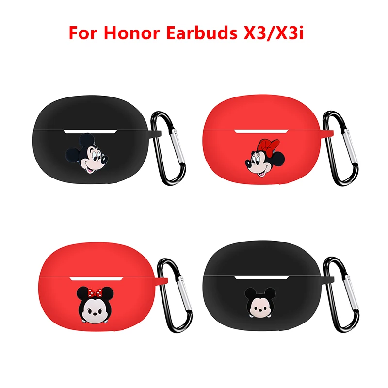 

Cartoon Disney Earphone Case Cover For Honor Earbuds X3/X3i Silicone Wireless Bluetooth Earbuds Protective Shell With Hook