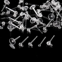 10 20pcslot 5 style resin invisible plastic earring base pins stud earring piercing retainer for diy earring findings wholesale