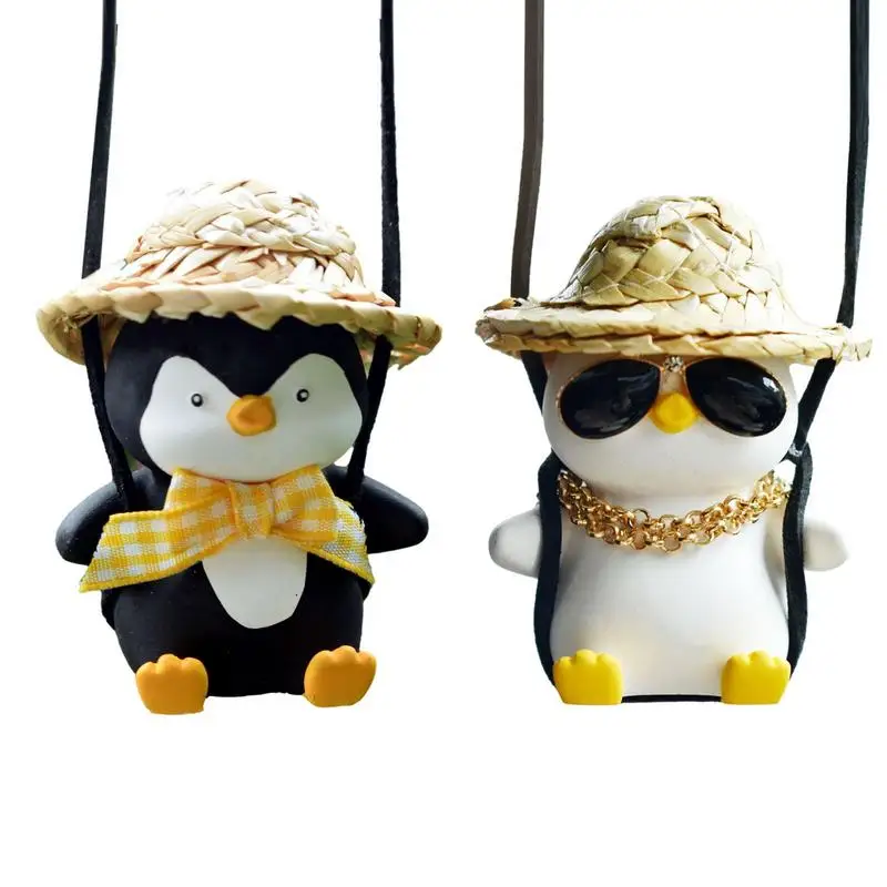 

Auto Rear View Mirror Ornament Swinging Penguin Shaped Car Pendant Universal Automobile Hanging Ornament Auto Interior Accessory