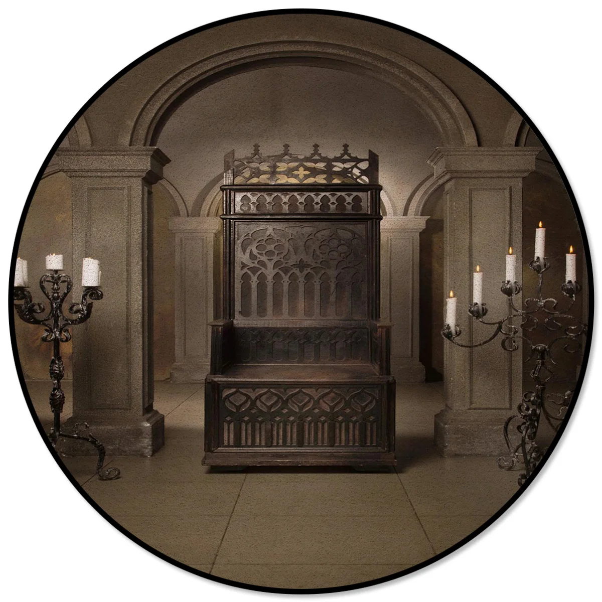 

Throne Castle Candle Retro Rugs And Carpets For Home Living Room Round Rug For Children Rooms Non-slip