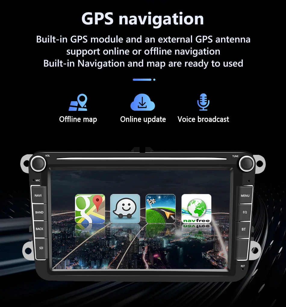 Автомагнитола на Android 10 для Skoda Octavia 2 II VW Passat B6 B7 CC Polo Sedan Amarok Tiguan Golf 5 6 Din GPS без DVD -