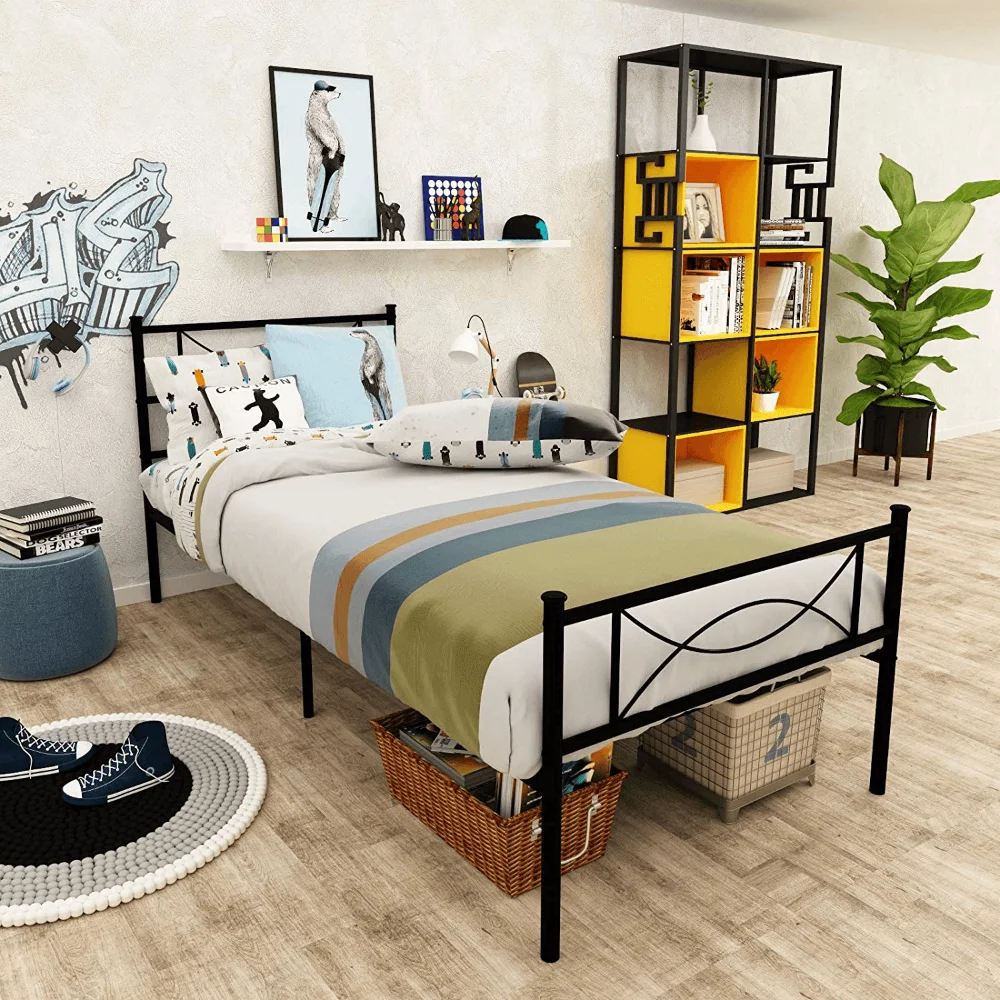 

, Двухместная кровать Elephance с металлической платформой и бантом, легкая сборка (матрас не входит в комплект), мебель для спальни