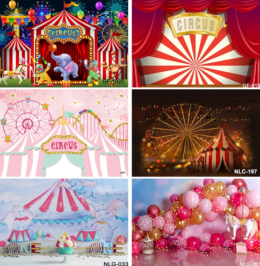 

Circus Backdrops for Photography Newborn Baby Birthday Balloon Ferris Wheel Party Backgrounds Carnival Photocall Photo Studio
