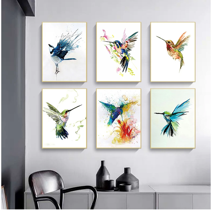 

No Frame Color painting poster bird pattern hight quality canvas painting hight quality home Decor Nursery Kids Room