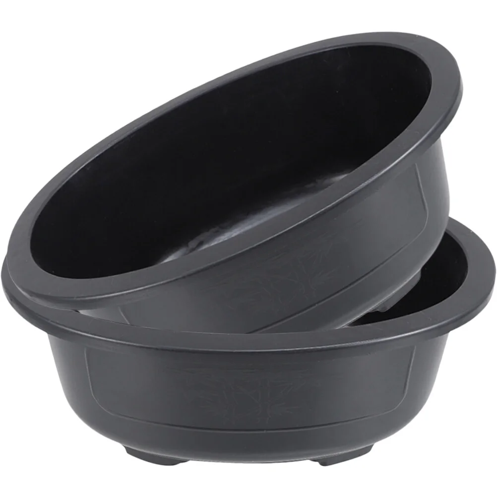 

2 Pcs Flowerpot Oval Bonsai Container Gardening Accessory Bowl Planters Outdoor Plants Indoor Stand Reusable