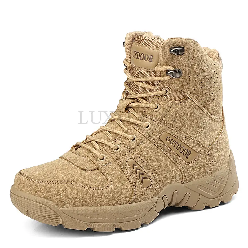 

Military Ankle Boots Men Outdoor Genuine Leather Tactical Combat Boots Work Safty Shoes for Men Hiver Casual Hiking Shoe