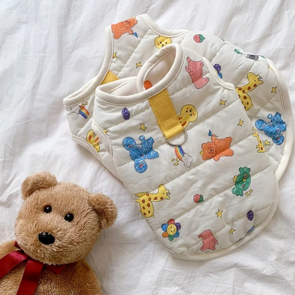 

Pet Vest Autumn Winter Cute Cartoon Sweater Small Dog Warm Jacket Cat Fashion Desinger Clothes Puppy Harness Poodle Chihuahua