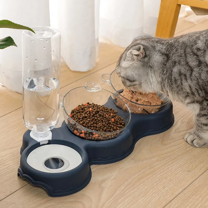 

Cat Food Bowl Automatic Feeder Pet Dog Cat Bowl With Water Fountain Double Bowl Drinking Raised Stand Dish Bowls For Cats