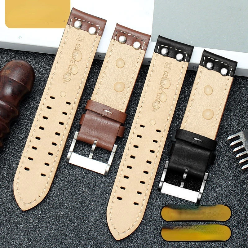Genuine leather strap compatible with Hamilton H70595593H70655733 Top Layer Leather Watch Strap 22mm20mm enlarge