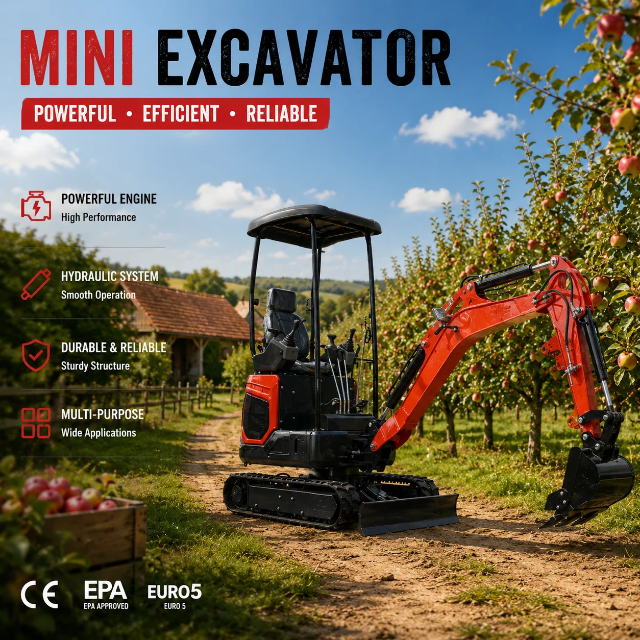 Фото Мини-экскаватор 18U с сертификатом CE, 1500 кг, малый гусеничный экскаватор, гидравлическое мини-оборудование для копки, для ландшафтных работ в садах. №1