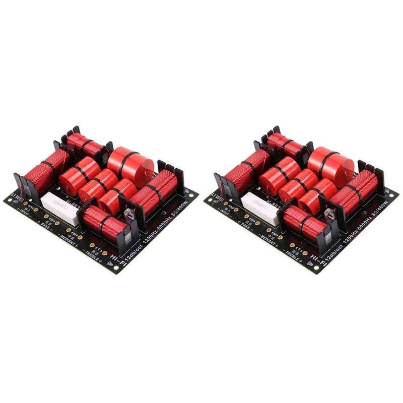 

2X 400W 3 Way Crossover Divider Hifi Tweeter Woofer Speaker Crossover 1250H/5000HZ With High-Pitched Protection