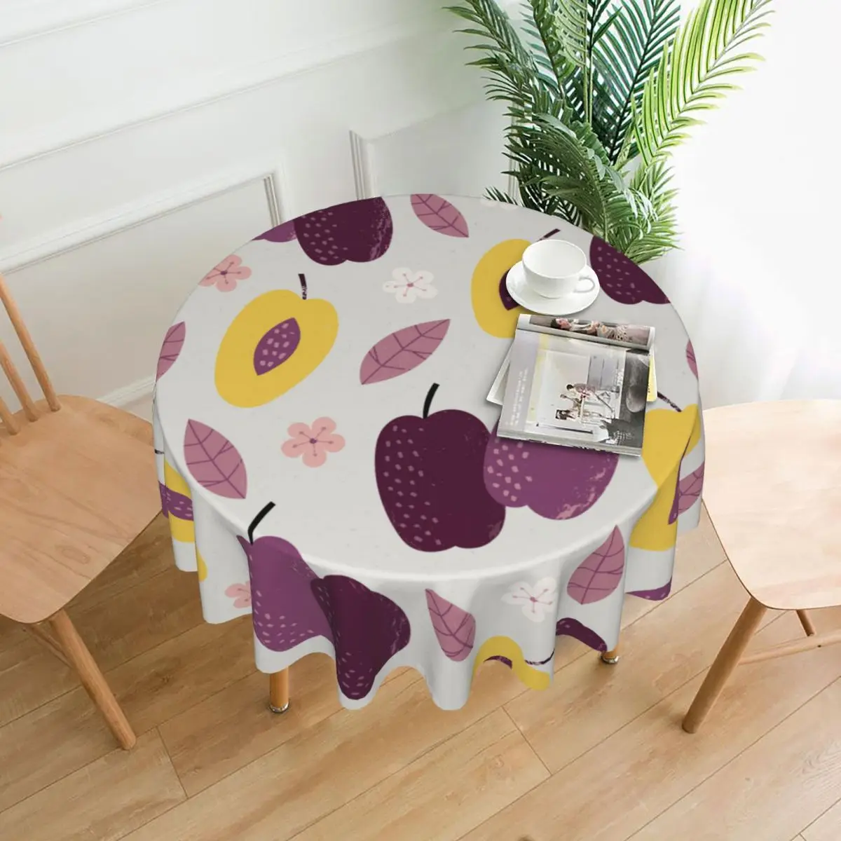 

Круглая скатерть из полиэстера с изображением фруктов и цветов