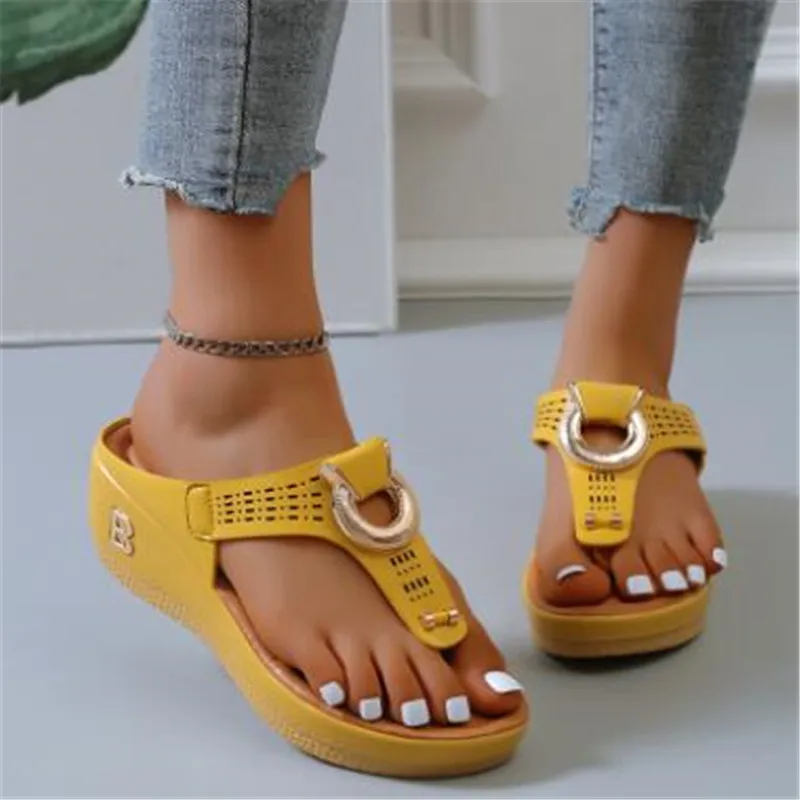 

2023 Summer Women's Sandals Rome Wedges Slippers Causal Platform Beach Shoes Plus Size 43 Flip Flops Comfortable Ladies Slides