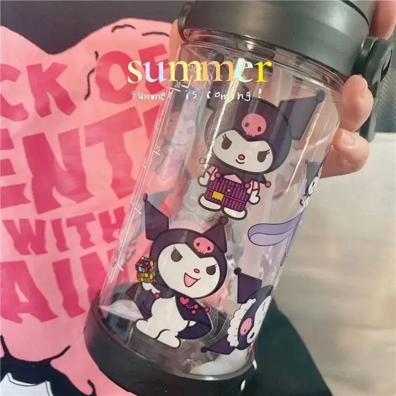 

800ml Anime Cartoon Character Water Cup Cute Plastic Ins Student Summer Large-capacity Portable Cup Water Bottle with Straw