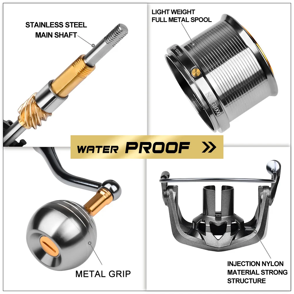 8000-14000 Металлическая спиннинговая катушка с максимальным сопротивлением 18 кг и