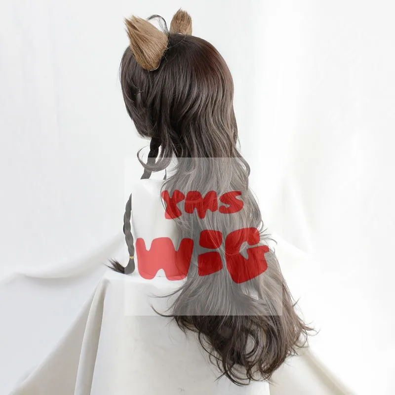Новый Twisted-Wonderland Leona Kingscholar парик для косплея с ушками длинная черная коричневая
