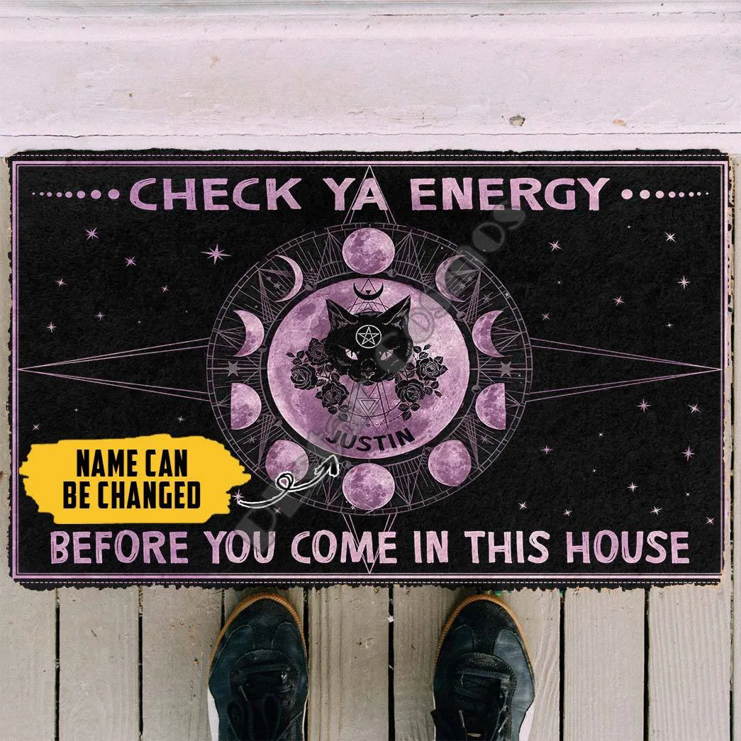 

Check Ya Energy Custom Name Doormat 3D Printed Doormat Indoor Outdoor Doormat Non-slip Love Cat Gift