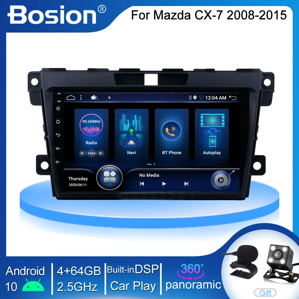 

Автомагнитола Bosion, 2 din, Android 10, 9 дюймов, 4 Гб + 64 ГБ, DSP Carplay для Mazda CX-7 CX7 2008-2015, автомобильный радиоприемник, мультимедийный видеоплеер, GPS-навигац...