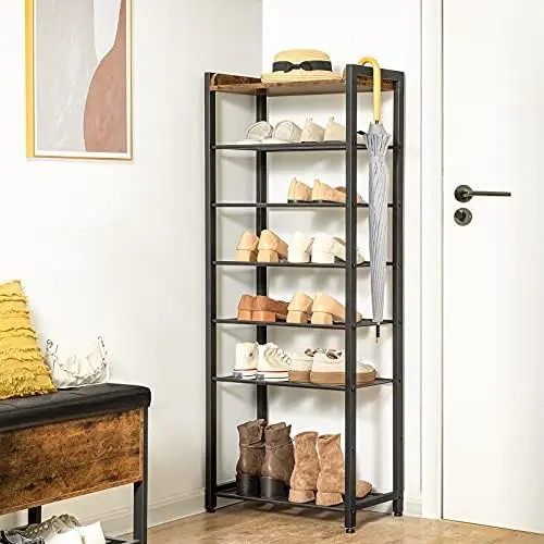 

Tier Shoe , Narrow Shoe Storage Organizer with 9 Metal Shelves, Holds 18-27 Pairs of Shoes, Saving Space, for Entryway, Hallway,