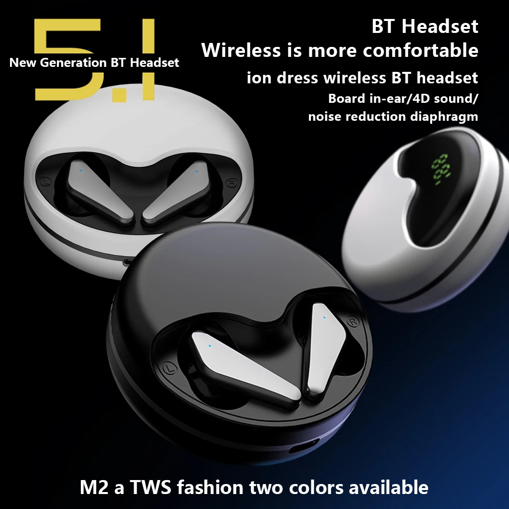 

M2 TWS Bluetooth Headphones Wireless Portable Earbuds LED Display Touch Control Headset In-ear Noise Cancelling