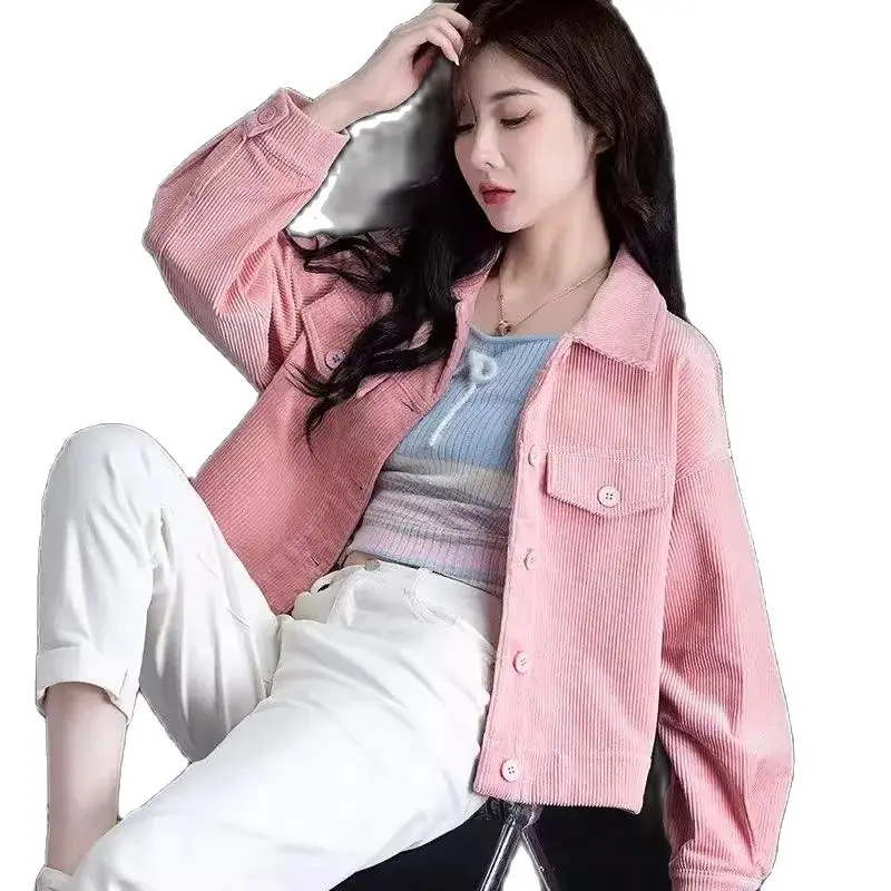 Новая Универсальная Вельветовая рубашка для весны и осени женское небольшое