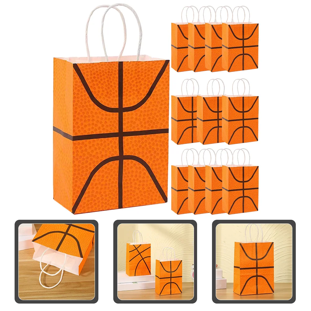 

12 Pcs Soccer Gift Bag Biscuit Box Treat Bags Basketball Party Goodie Kraft Paper Candy Pouches Container Child