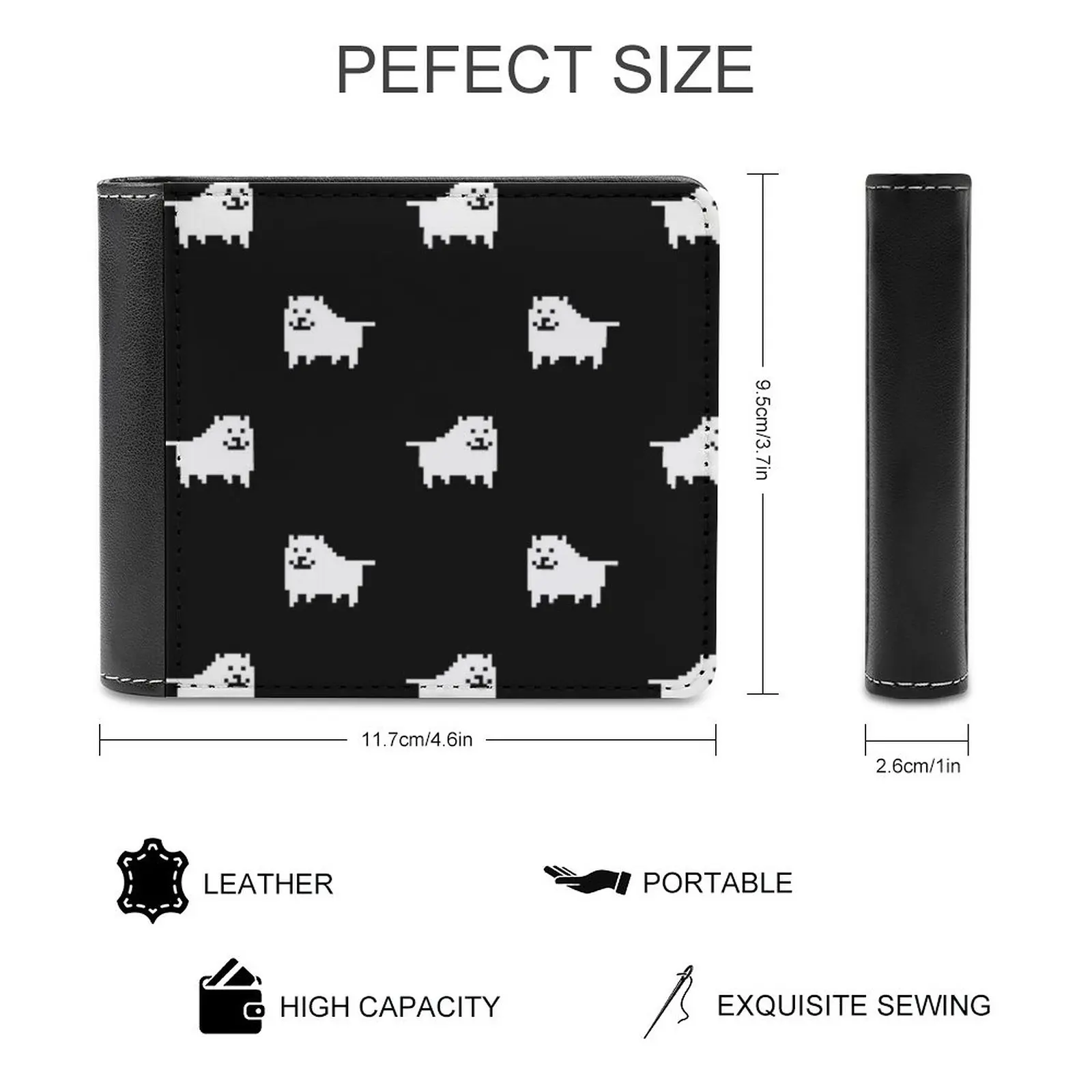 Черный кожаный кошелек Undertale Annoying Dog мужской персонализированный своими руками