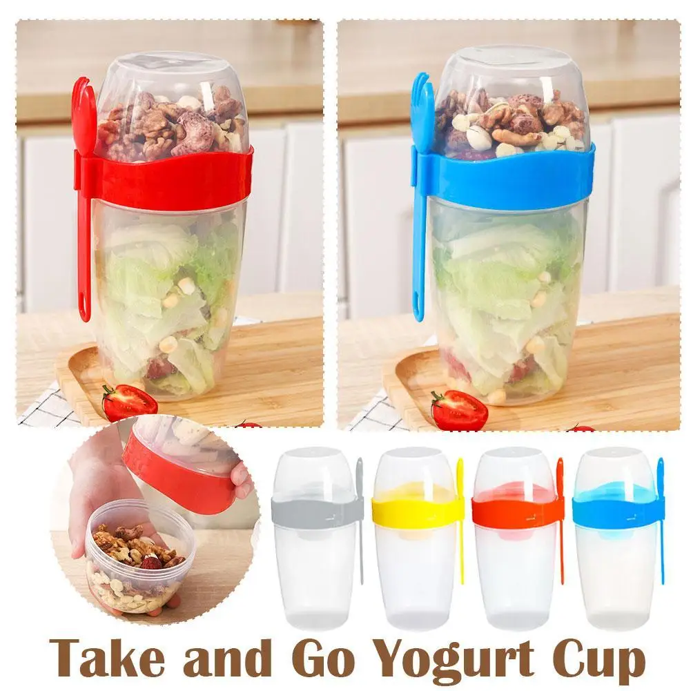 

Breakfast On The Go Cups, Take And Go Yogurt Cup With Topping Cereal Cup With Spoon, Overnight Oats Or Oatmeal Container Jar New