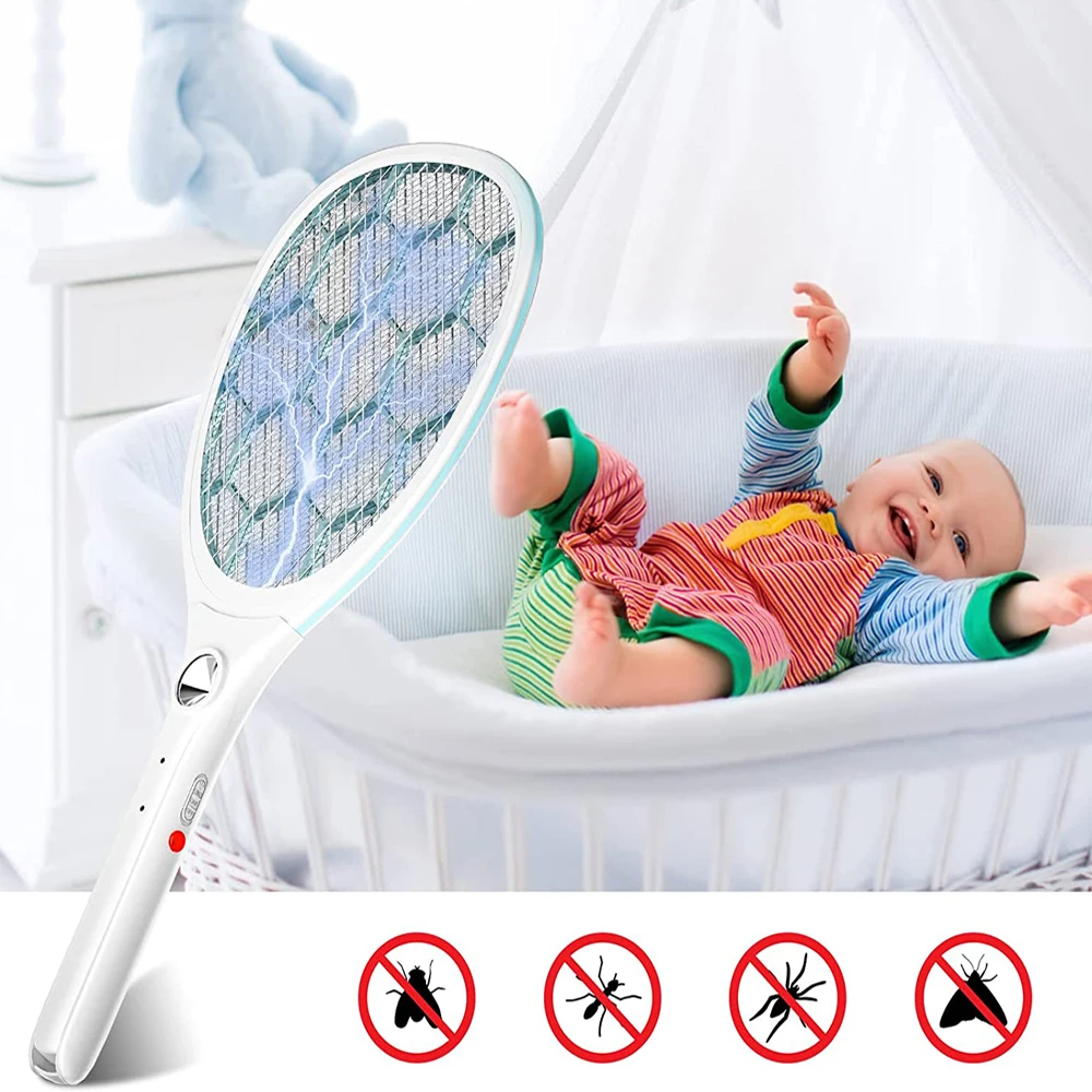 

3000V USB Rechargeable Electric Fly Mosquito Swatter Mosquito Killer Bug Zapper Racket Insects Killer Mosquito Trap Swatter