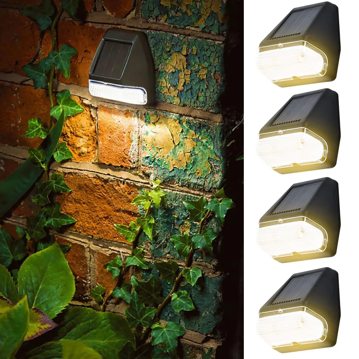 LED Solar Lamp Outdoor Path Stair Garden Lights Waterproof Balcony Warm White Light Decoration for Patio Stair Fence Night Light