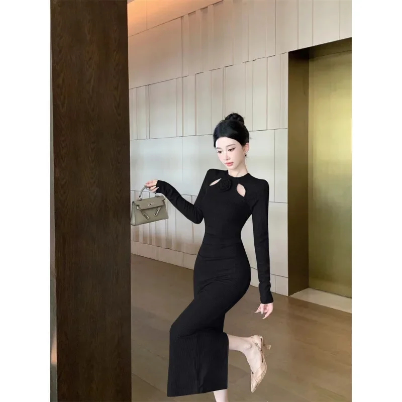 Сексуальное элегантное модное утягивающее платье для женщин вязаный материал с