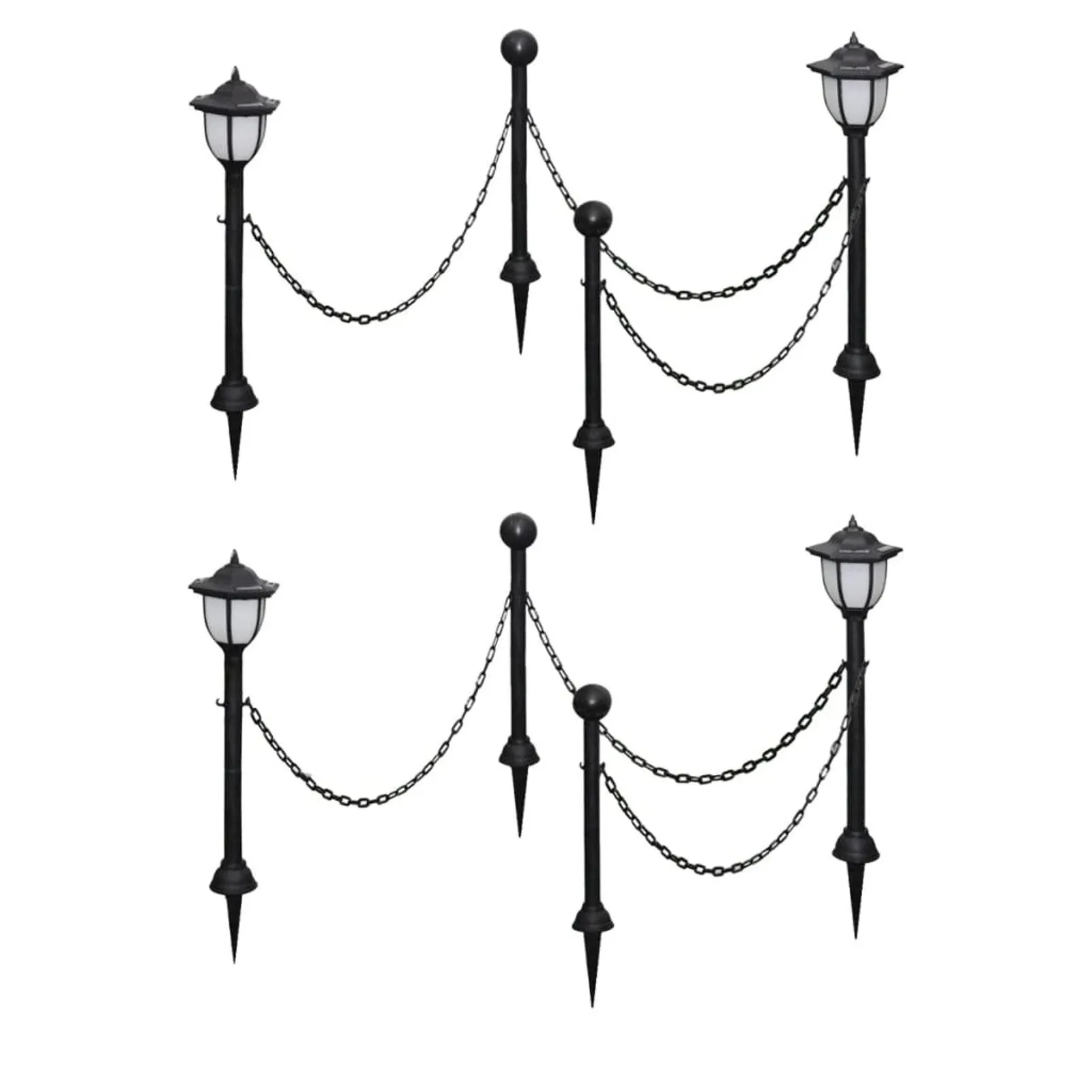 

Solar Lights 4 pcs with Chain Fence and Poles