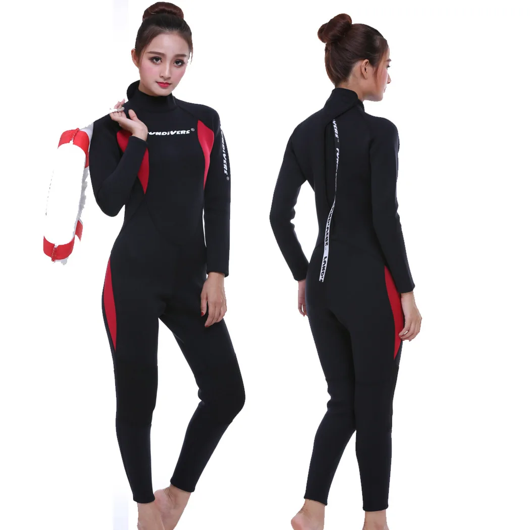 

1Pcs Womens Adults 3mm Neoprene Diving Suit Full One-piece Wetsuit with Zipper Swim Long Sleeve Cold-proof Wet Suit Kayak Surf
