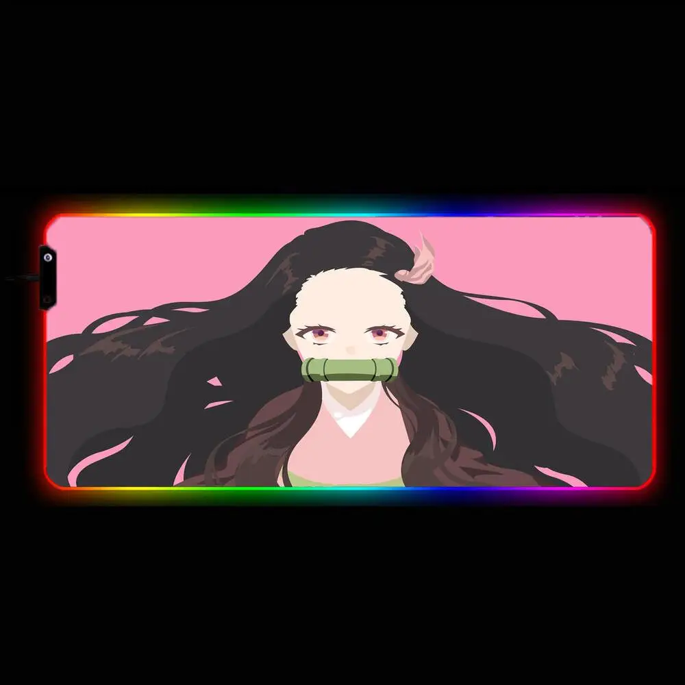 

Коврик для мыши Nezuko Kamado Bandai с аниме RGB, милые игровые аксессуары, компьютер, скоростной мини-ПК, игровая клавиатура, Светодиодный настольный ...