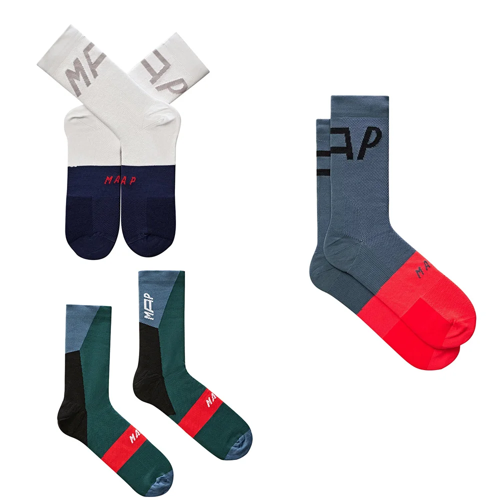 3 Pairs Maap Classic Cycling Socks Profession Brand Sport Socks Preferred Choice Style Bicycle Sock for Men and Woemn 37-46 size