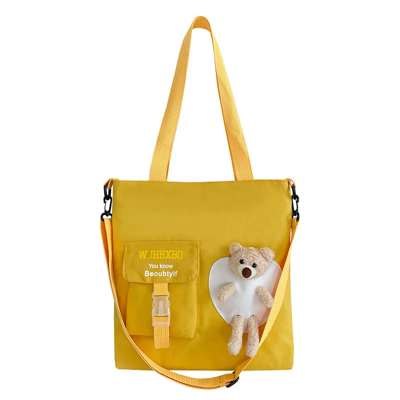 

Little Bear Canvas Crossbody Shoulder Bag Girl Simple Cute Junior High School Student Book Bags Casual Fashion Handbag for Women