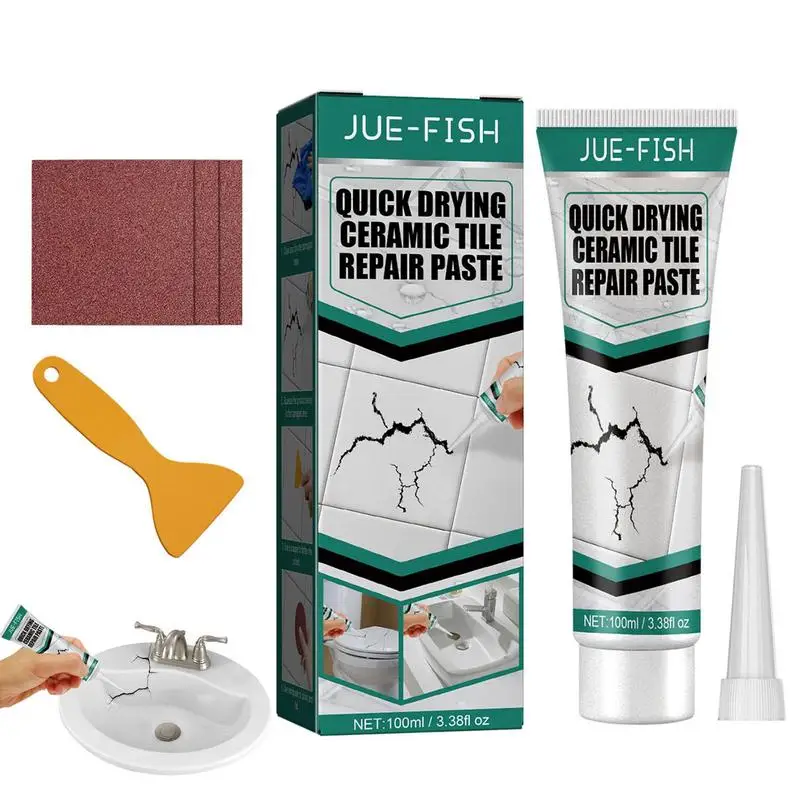 

Tile Grout Paint Cracked Tile Filler Kit 3.5 Oz Wall Repair Patch Kit With Scraper And Sandpapers Self-Adhesive Waterproof Easy