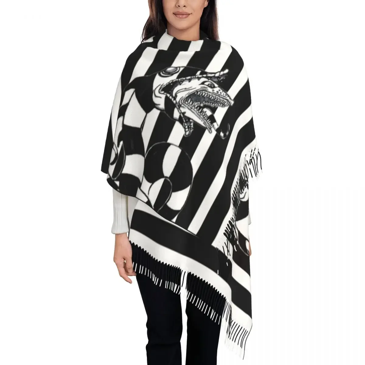 

Custom Print Horror Beetlejuice Sandworm Scarf Women Men Winter Fall Warm Scarves Film Halloween Gothic Shawl Wrap