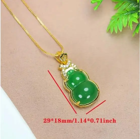 

1pc Exquisite Green Gourd Agate Inlaid Pendant, Fashion Necklace Men's Charming Jewelry Birthday Holiday Gifts For Women