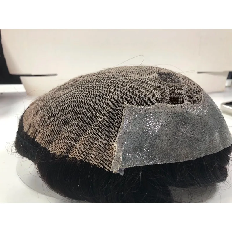 Парик из человеческих волос Q6 на сетке и ПУ-основе для мужчин (Несовершенные