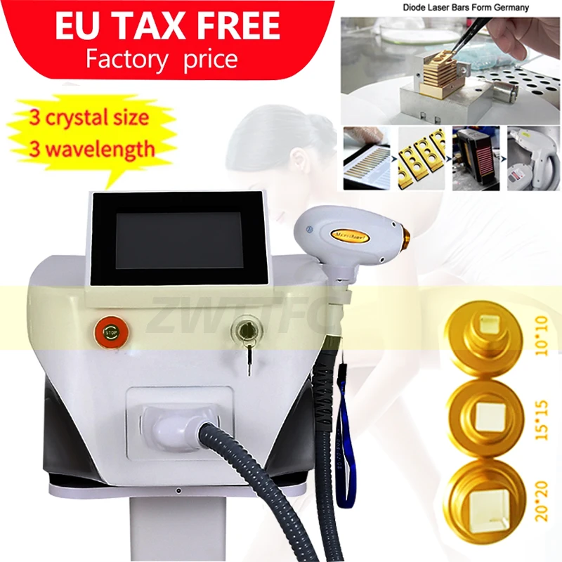 

755nm 808nm 1064nm 3 Wavelength 808nm Diod Factory price high quality Germany Bars 808nm diode laser hair removal beauty machine
