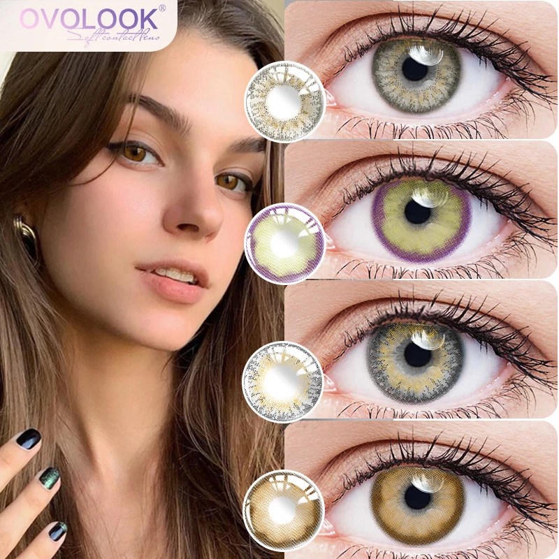 

2PCS Colored Contact Lenses with Diopters Graduated Beautiful Pupil Prescription Correct Myopia Hydrophilic Cosmetics Accessory