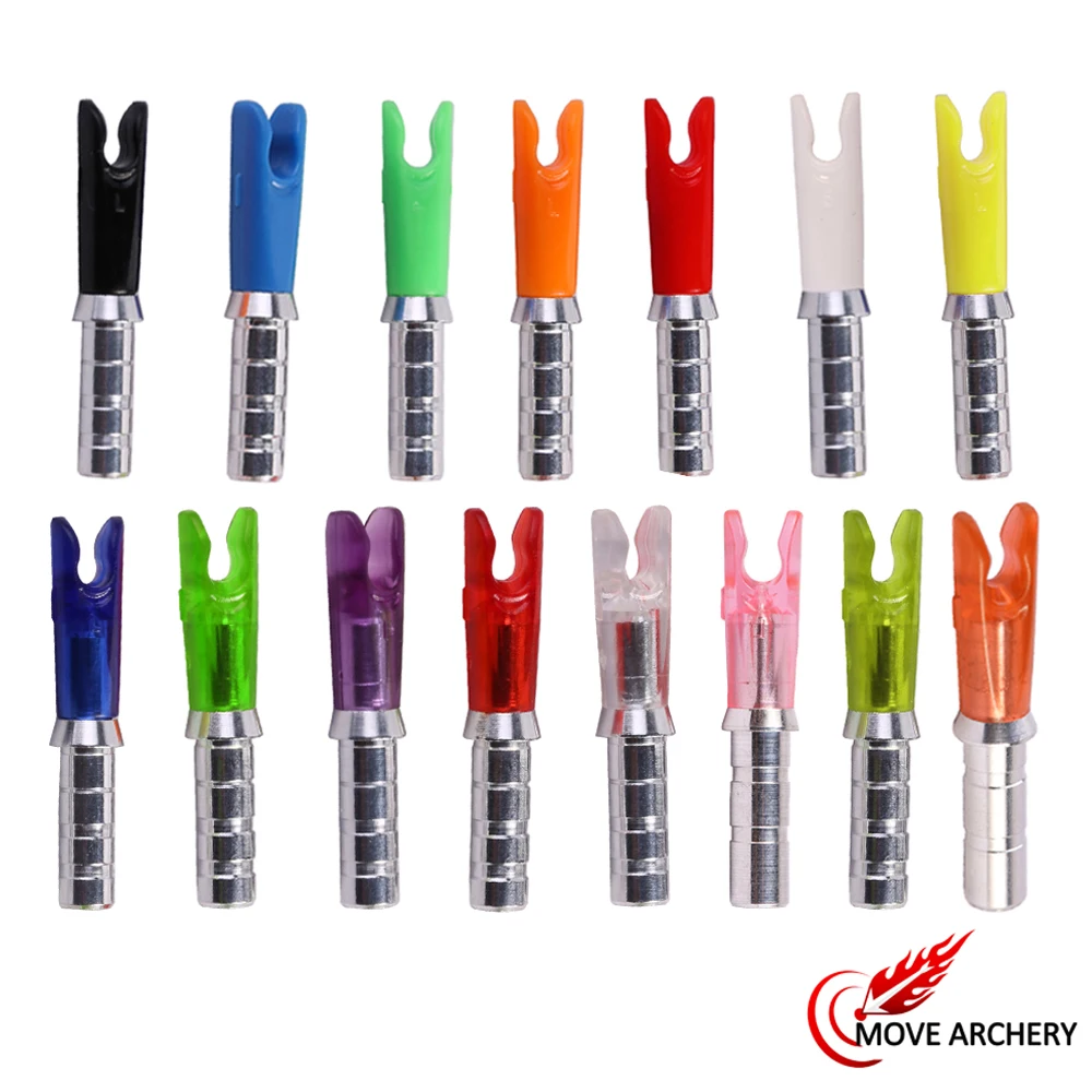 24pcs/lot ID 4.2mm Aluminum Nock Pins+Plastic Arrow Nock size S For ID 4.2mm Arrow Shaft